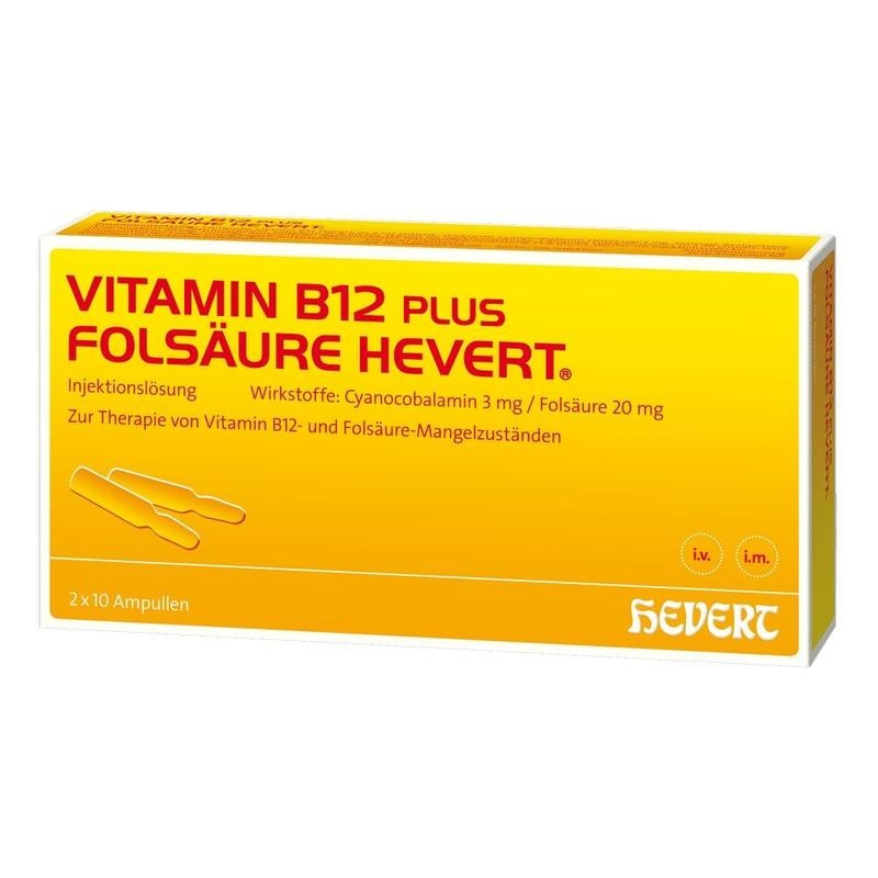 VITAMIN B12 PLUS Folsäure Hevert a 2 ml Ampullen