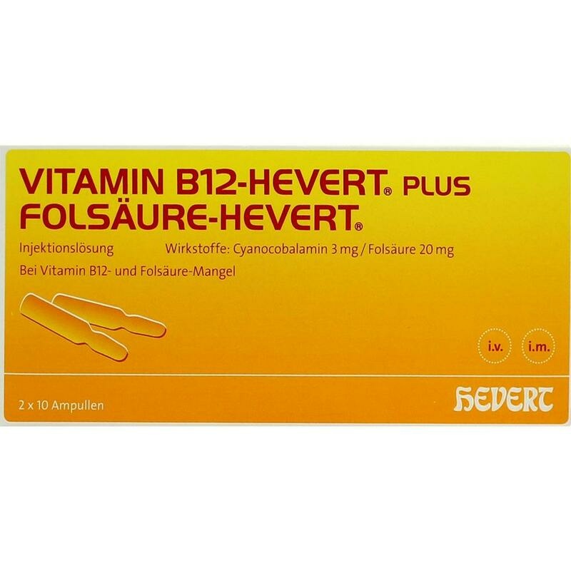 VITAMIN B12 PLUS Folsäure Hevert a 2 ml Ampullen