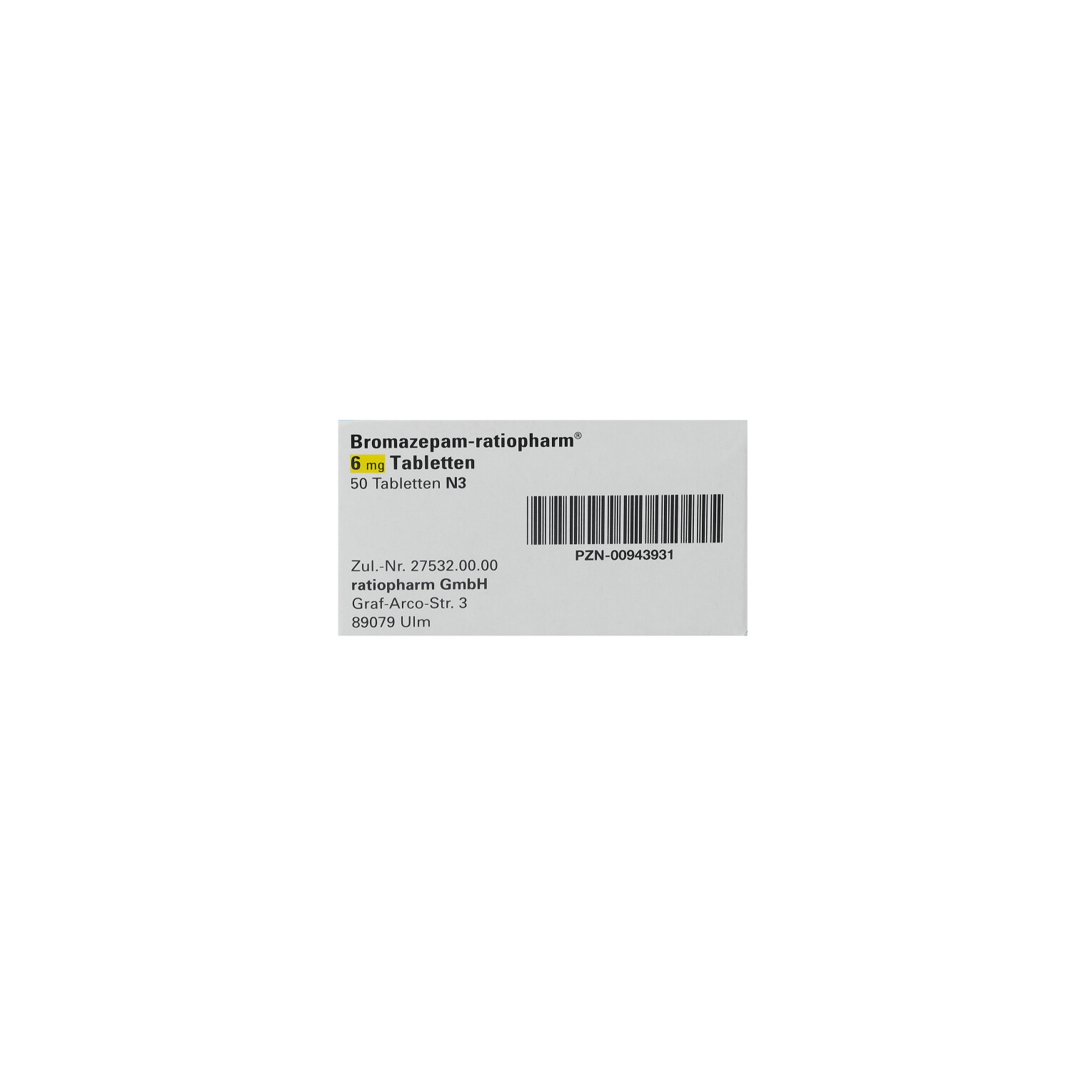 BROMAZEPAM-ratiopharm 6 mg Tabletten