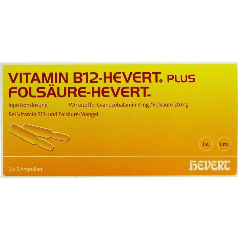 VITAMIN B12 PLUS Folsäure Hevert a 2 ml Ampullen