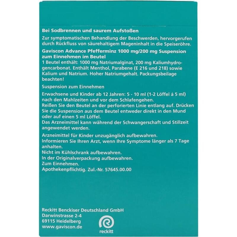 GAVISCON Advance Pfefferminz 1000mg/200mg SUS Btl.