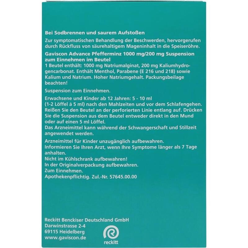 GAVISCON Advance Pfefferminz 1000mg/200mg SUS Btl.