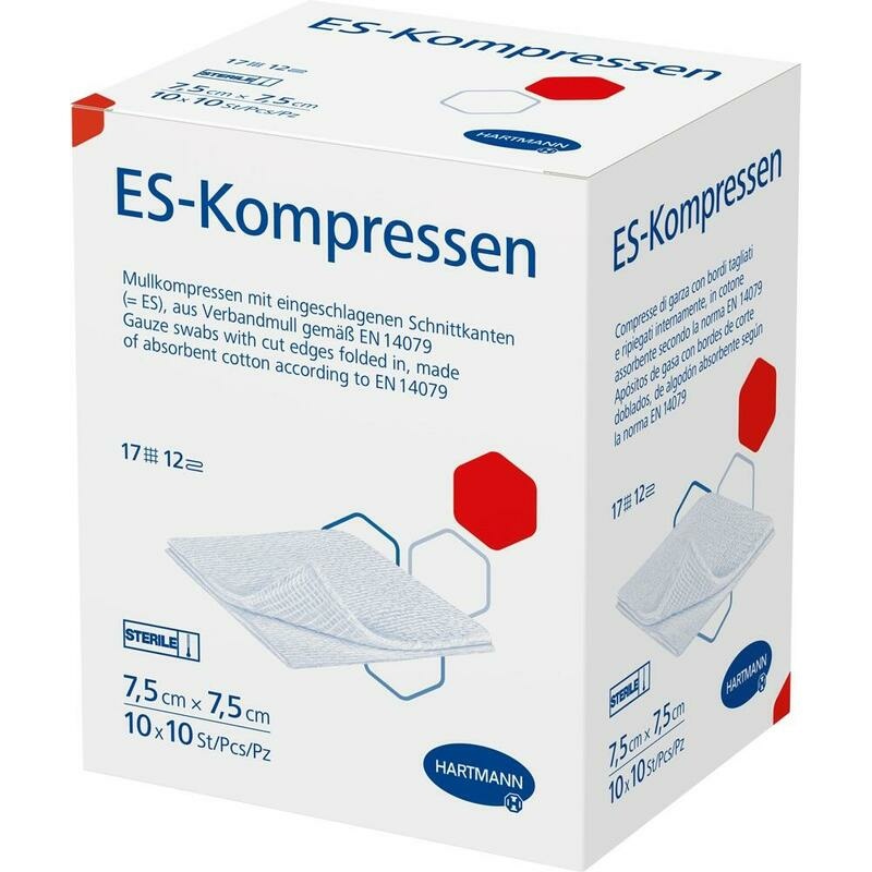 ES-KOMPRESSEN steril 7,5x7,5 cm 12fach Großpackung