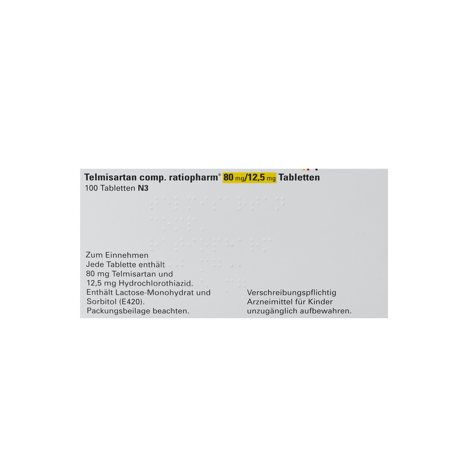 TELMISARTAN comp.ratiopharm 80 mg/12,5 mg Tabl.