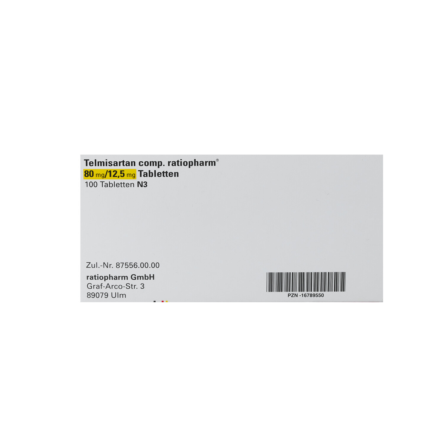 TELMISARTAN comp.ratiopharm 80 mg/12,5 mg Tabl.