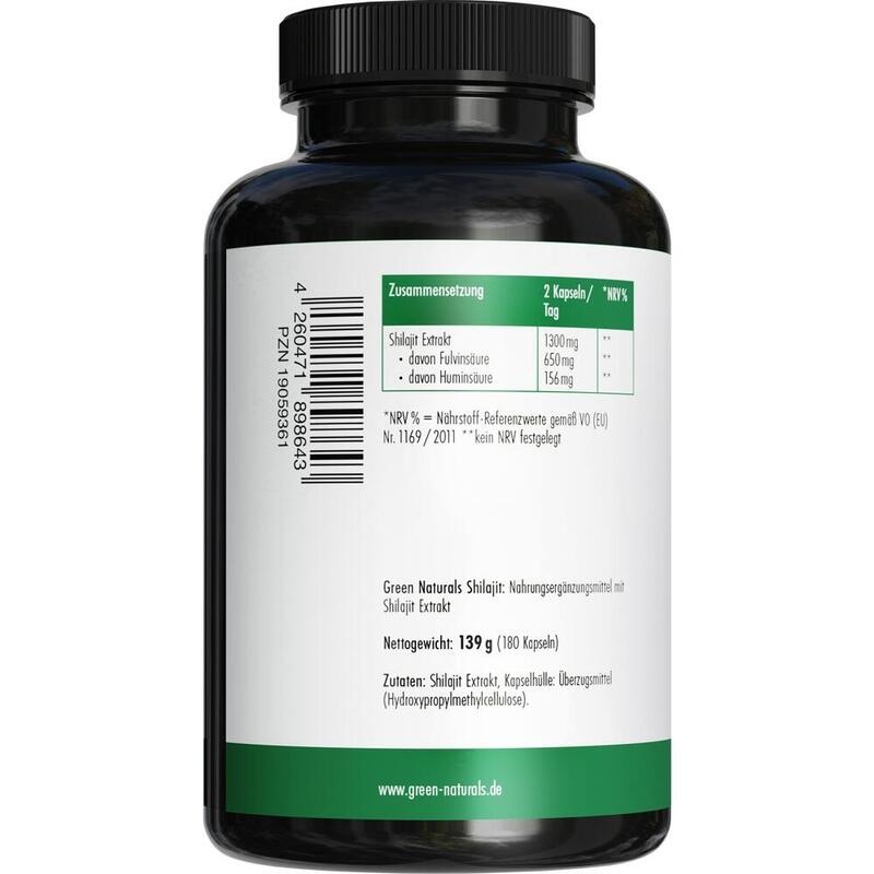 GREEN NATURALS Shilajit 1300mg hochdos.vegan Kaps.